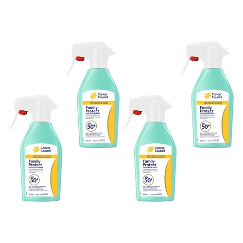 Cancer Council Family Protect Sunscreen Spray SPF 50+ 300mL Pack of 4