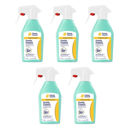 Cancer Council Family Protect Sunscreen Spray SPF 50+ 300mL Pack of 5