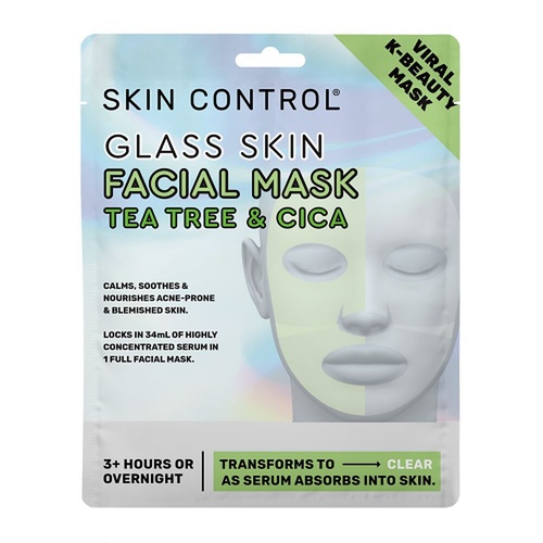 Skin Control Glass Skin Facial Mask Tea Tree & Cica x 12