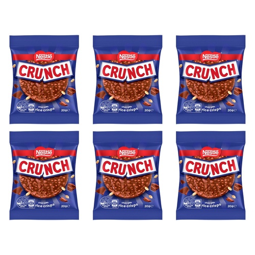 Nestle Crunch Rice Crisp Chocolate Bar 20g Pack of 6