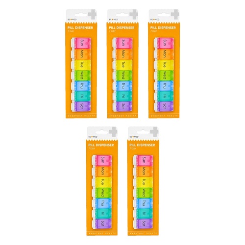 Budget Bemed 7 Day Pill Dispenser Colour Pack of 5