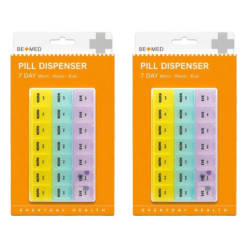 Budget Bemed 7 Day Pill Dispenser 3 Doses/Day Pack of 2