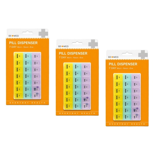 Budget Bemed 7 Day Pill Dispenser 3 Doses/Day Pack of 3