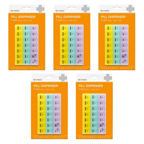 Budget Bemed 7 Day Pill Dispenser 3 Doses/Day Pack of 5