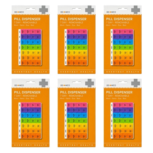 Budget Bemed 7 Day Pill Dispenser 4 Doses/Day 11.5cm x 18cm Pack of 6