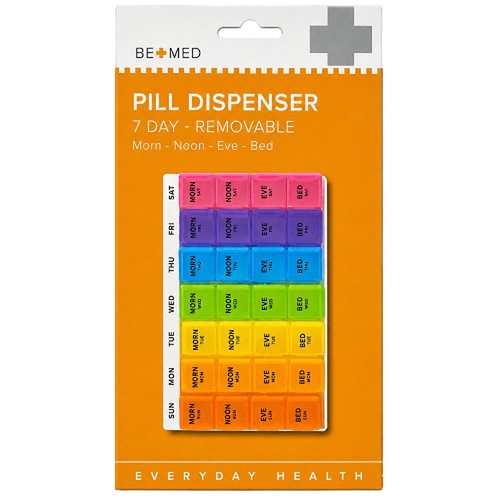 Budget Bemed 7 Day Pill Dispenser 4 Doses/Day 11.5cm x 18cm