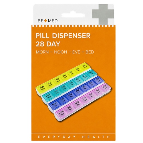 Budget Bemed 28 Day Pill Dispenser 4 Doses/Day 18.5cm x 12.5cm x 3cm