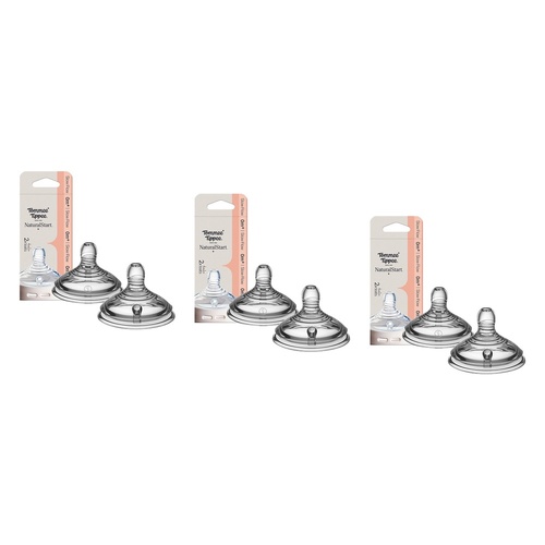Tommee Tippee Natural Start Wide Latch Teats Slow Flow 2 Pack Bundle of 3