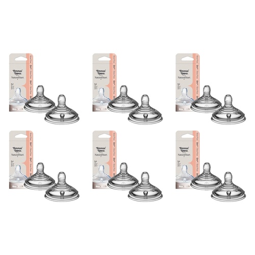 Tommee Tippee Natural Start Wide Latch Teats Slow Flow 2 Pack Bundle of 6