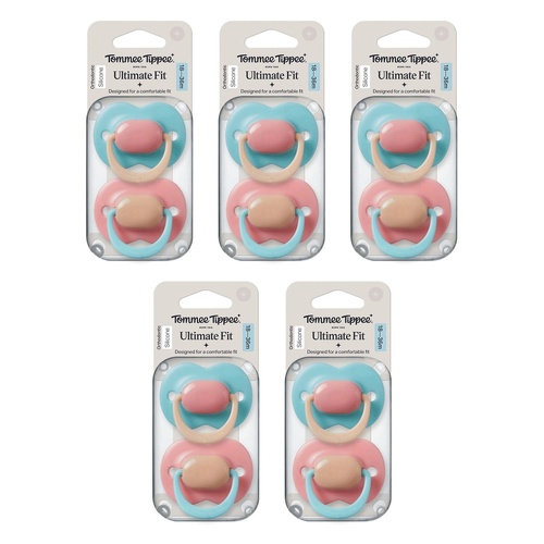 Tommee Tippee Ultimate Fit Soother 18-36 Months Multi 2 Pack Bundle of 5