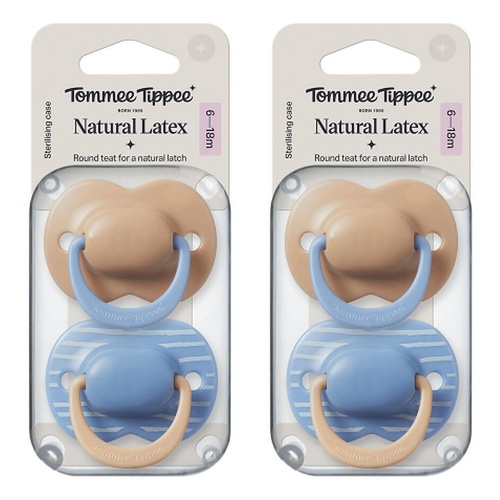 Tommee Tippee Natural Latex Ultimate Fit Soother 6-18m Multi 2 Pack Bundle of 2