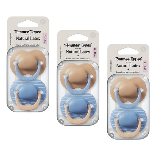Tommee Tippee Natural Latex Ultimate Fit Soother 6-18m Multi 2 Pack Bundle of 3