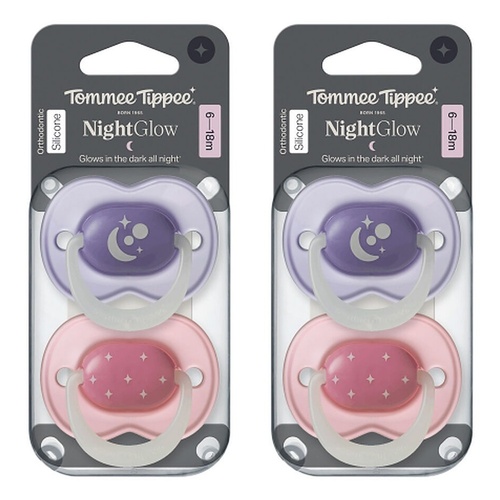 Tommee Tippee NightGlow Dummy 6-18 Months Multi 2 Pack Bundle of 2
