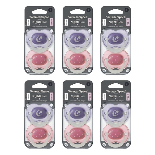 Tommee Tippee NightGlow Dummy 6-18 Months Multi 2 Pack Bundle of 6