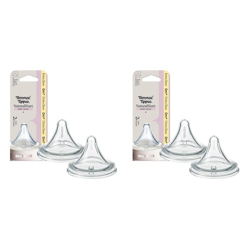 Tommee Tippee Natural Start Deep Latch Teats Extra Slow Flow 0m+ 2 Bundle of 2