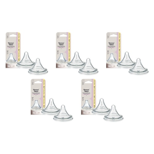 Tommee Tippee Natural Start Deep Latch Teats Extra Slow Flow 0m+ 2 Bundle of 5