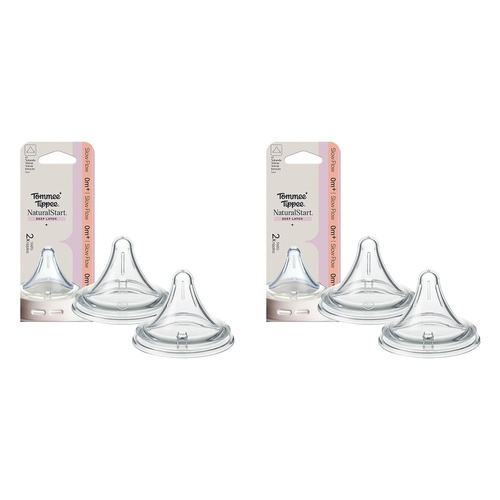 Tommee Tippee Natural Start Deep Latch Teats Slow Flow 0m+ 2 Pack Bundle of 2