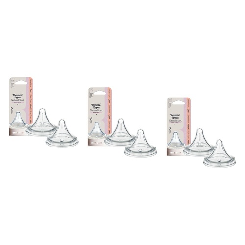 Tommee Tippee Natural Start Deep Latch Teats Slow Flow 0m+ 2 Pack Bundle of 3
