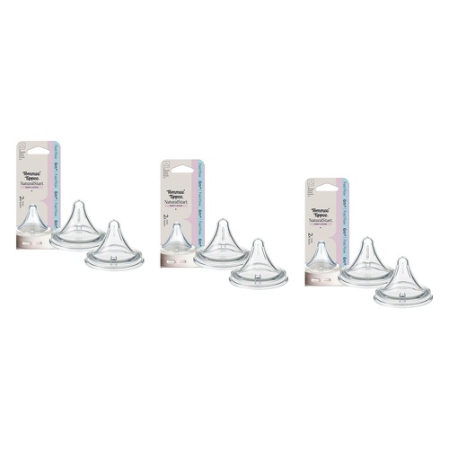 Tommee Tippee Natural Start Deep Latch Teats Fast Flow 6m+ 2 Pack Bundle of 3