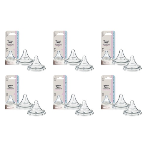 Tommee Tippee Natural Start Deep Latch Teats Fast Flow 6m+ 2 Pack Bundle of 6