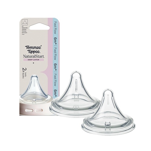 Tommee Tippee Natural Start Deep Latch Teats Fast Flow 6m+ 2 Pack