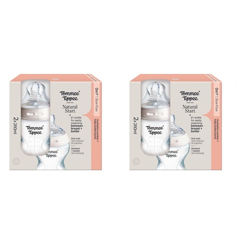 Tommee Tippee Natural Start Anti-Colic Bottle Slow Flow 2 Pack 60mL Bundle of 2