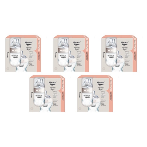 Tommee Tippee Natural Start Anti-Colic Bottle Slow Flow 2 Pack 60mL Bundle of 5