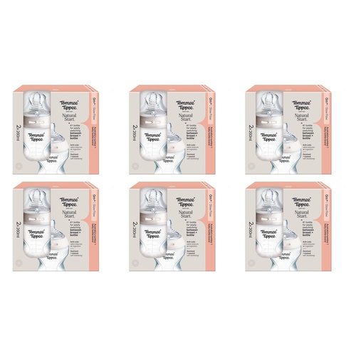 Tommee Tippee Natural Start Anti-Colic Bottle Slow Flow 2 Pack 60mL Bundle of 6