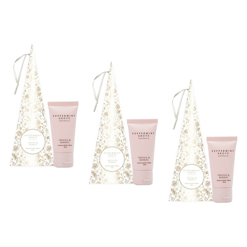Peppermint Grove Freesia & Berries Hand Cream Decoration 30mL Pack of 3