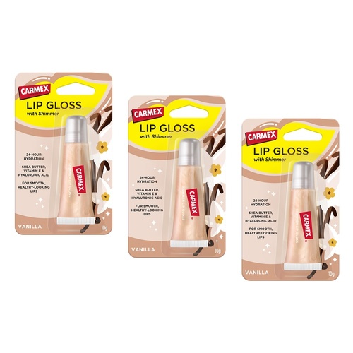 Carmex Shimmer Lip Gloss Vanilla 10g x 12 Bundle of 3