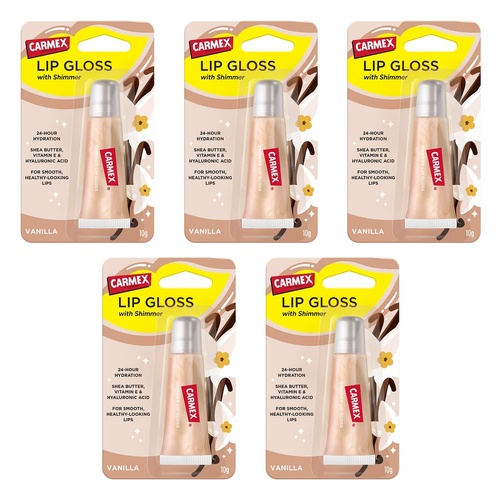Carmex Shimmer Lip Gloss Vanilla 10g x 12 Bundle of 5