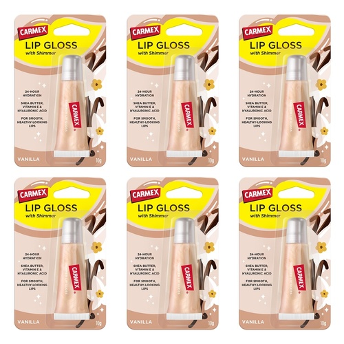 Carmex Shimmer Lip Gloss Vanilla 10g x 12 Bundle of 6