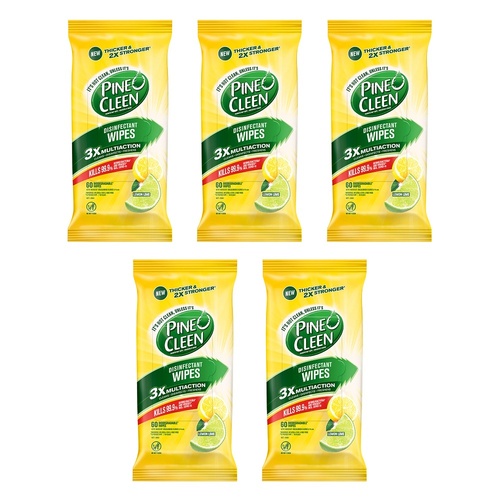 Dettol Pine O Cleen Disinfectant Wipes Lemon Lime 60 Pack Bundle of 5
