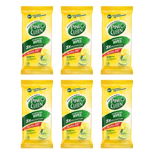 Dettol Pine O Cleen Disinfectant Wipes Lemon Lime 60 Pack Bundle of 6