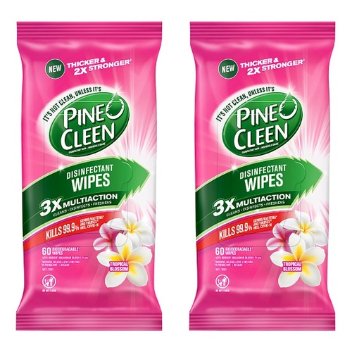 Dettol Pine O Cleen Disinfectant Wipes Tropical Blossom 60 Pack Bundle of 2