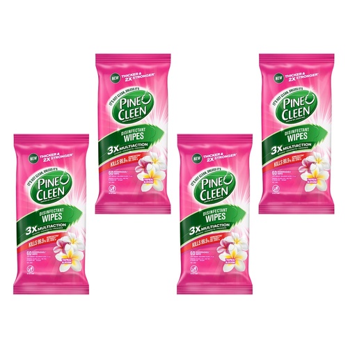 Dettol Pine O Cleen Disinfectant Wipes Tropical Blossom 60 Pack Bundle of 4
