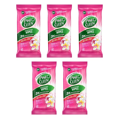 Dettol Pine O Cleen Disinfectant Wipes Tropical Blossom 60 Pack Bundle of 5