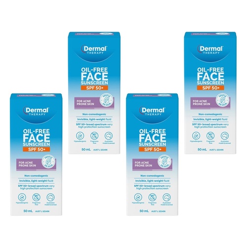Dermal Therapy Oil Free Face Sunscreen SPF 50+ 50mL Pack of 4
