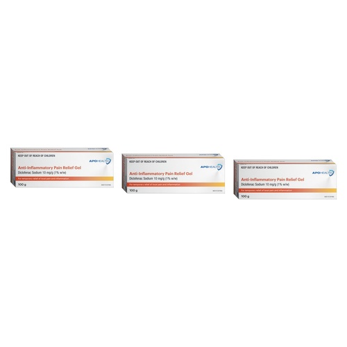 Apotex Anti-Inflammatory Pain Relief Gel 100g Pack of 3