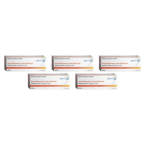 Apotex Anti-Inflammatory Pain Relief Gel 100g Pack of 5