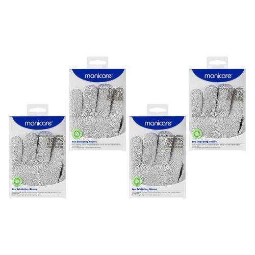 Manicare Eco Exfoliating Gloves Recycled Polyester Pack of 4