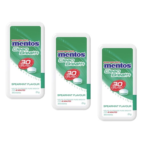 Mentos Clean Breath Spearmint 21g x 12 Bundle of 3