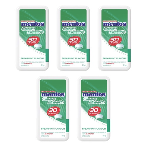 Mentos Clean Breath Spearmint 21g x 12 Bundle of 5