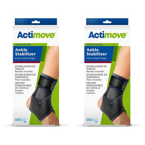 Actimove Sport Ankle Stabilizer Criss Cross Straps Universal Black Pack of 2