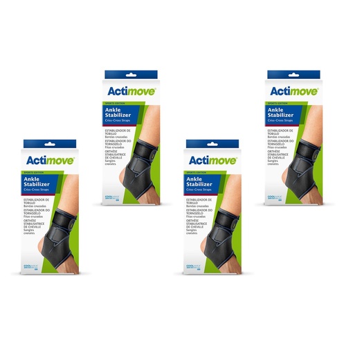 Actimove Sport Ankle Stabilizer Criss Cross Straps Universal Black Pack of 4