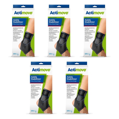 Actimove Sport Ankle Stabilizer Criss Cross Straps Universal Black Pack of 5