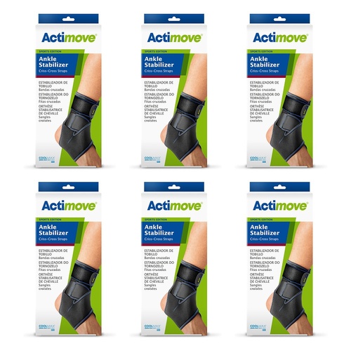 Actimove Sport Ankle Stabilizer Criss Cross Straps Universal Black Pack of 6