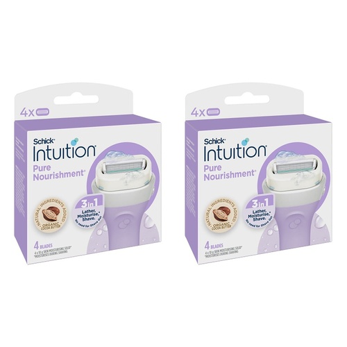 Schick Intuition Pure Nourishment Razor Refills 4 Pack Bundle of 2