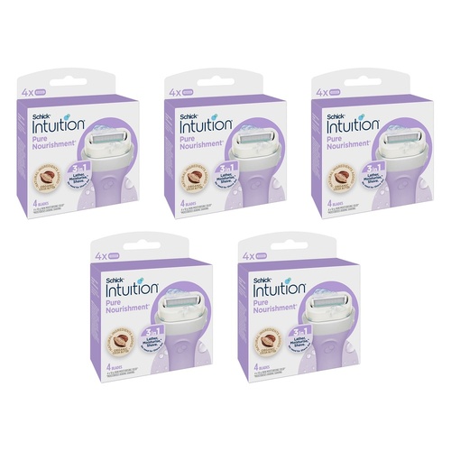 Schick Intuition Pure Nourishment Razor Refills 4 Pack Bundle of 5