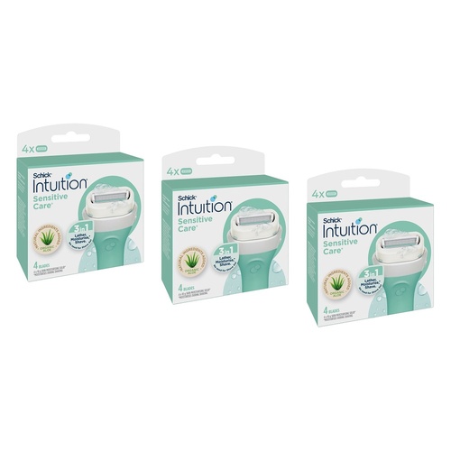 Schick Intuition Sensitive Care Razor Refills 4 Pack Bundle of 3